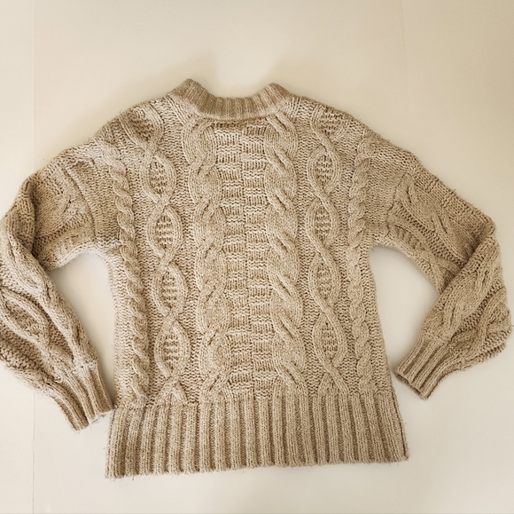 American Eagle Sweater XS Tan Beige Cable - Picture 12 of 13